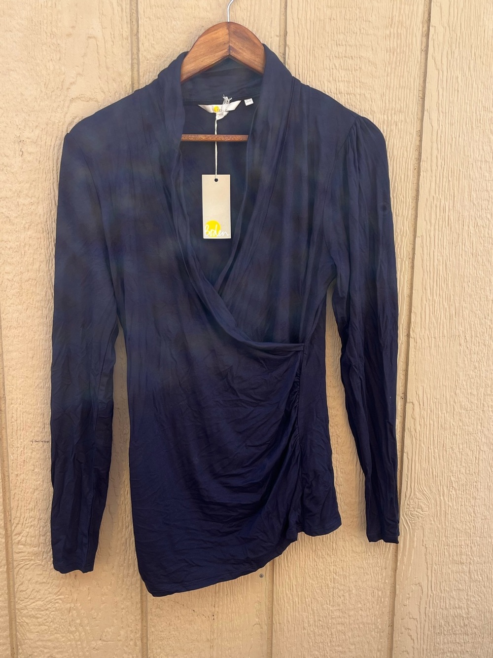 Boden Navy Blue Crossover V-Neck Longsleeve Blouse Size 10